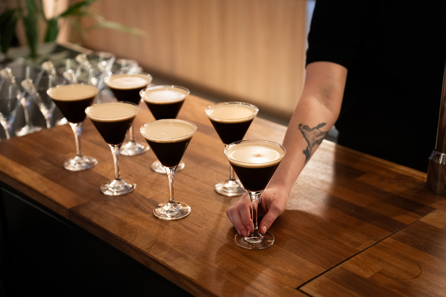 Serving Espresso Martini Cocktails