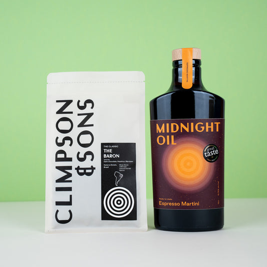 espresso martini and coffee bag