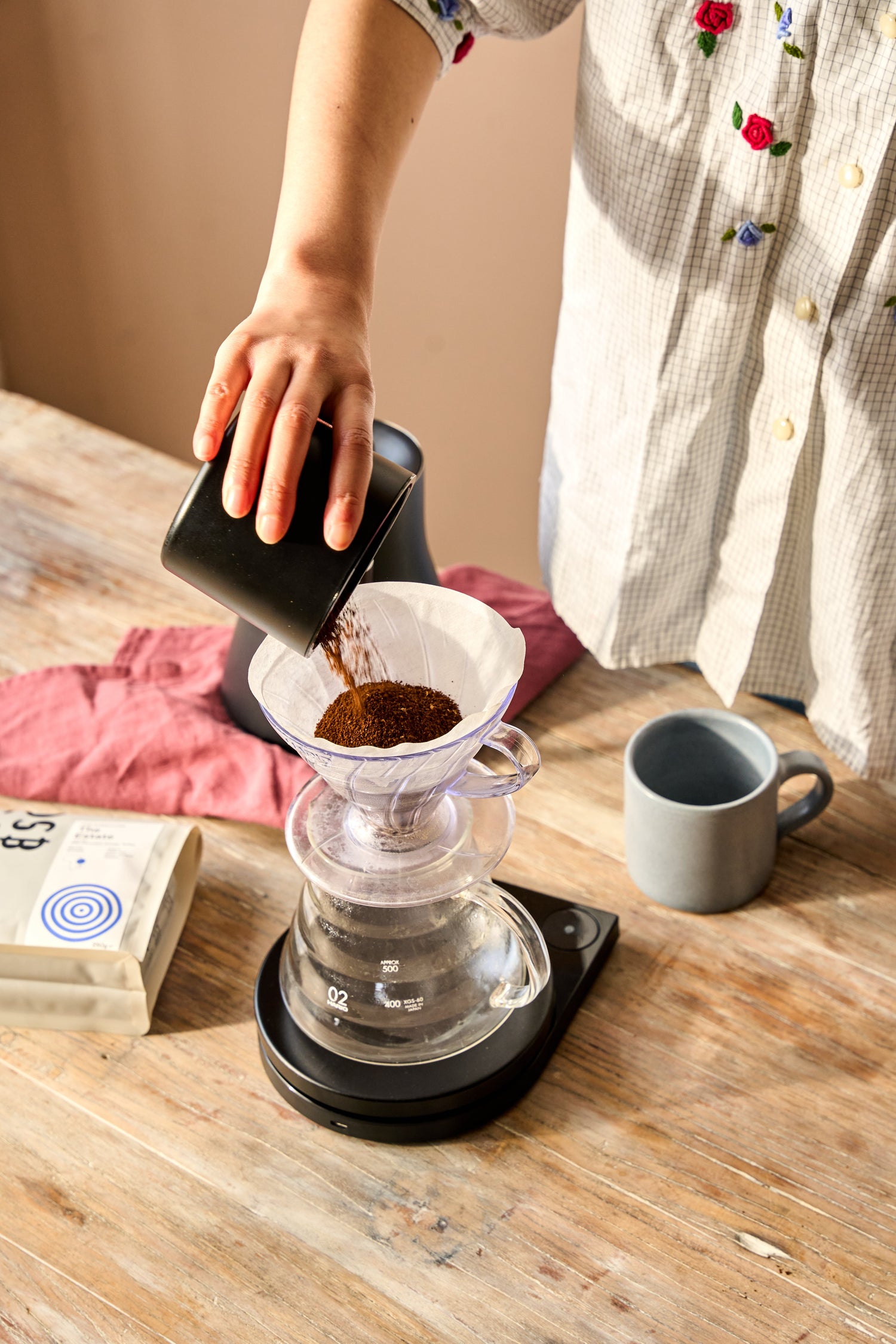 Brewing a pour-over with the Hario V60