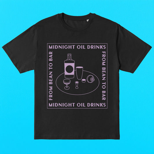 Midnight Oil T-shirt Decaf Pink Logo, Back